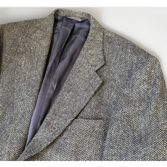 VTG LANDS END Authentic Men’s Harris Tweed Wool Sport Coat 44R Houndstooth Lined - Picture 1 of 14